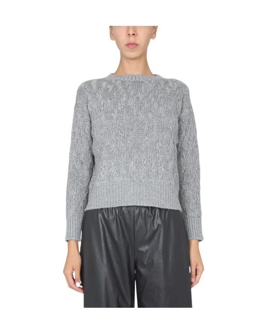 Fabiana Filippi Gray Lurex Detailed Cable Knitted Jumper