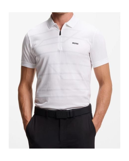 Boss White Slim-Fit Polo Shirt for men