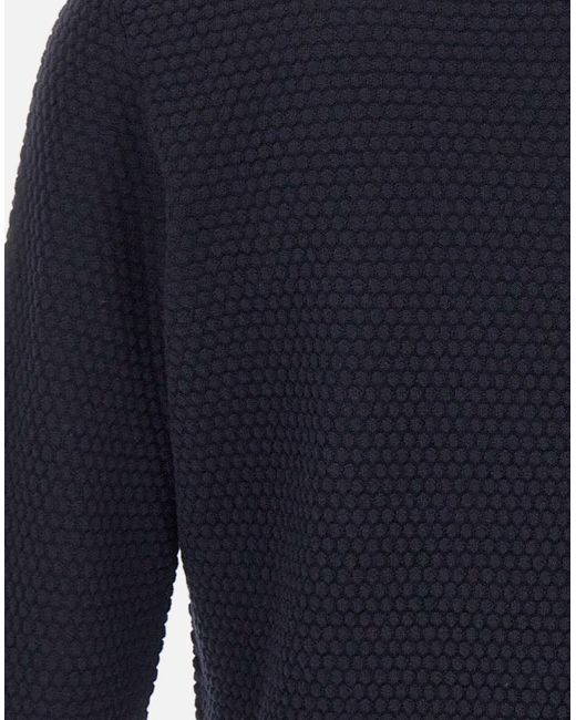 Kangra Cashmere Blue Kangra Textured Crew Neck Knitted Sweater for men