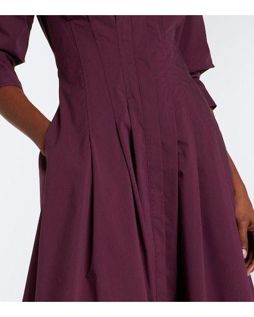 Jonathan Simkhai Purple Jazz Pleated Cotton Poplin Shirt Dress