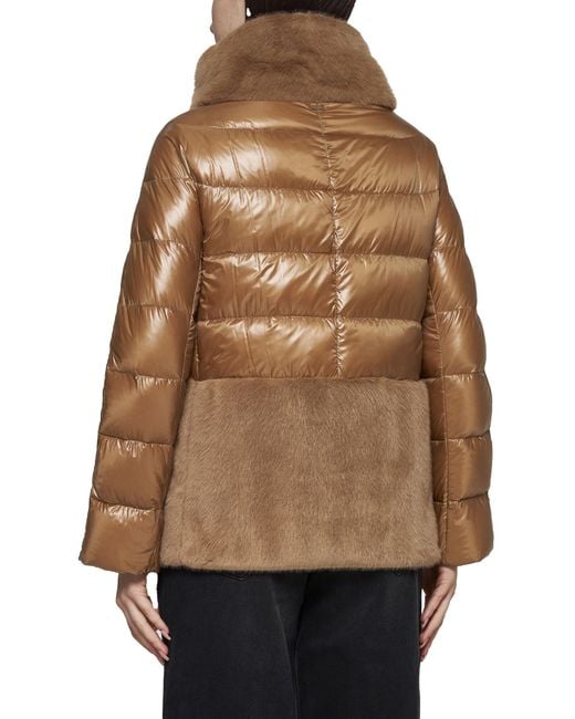 Herno Brown High-Neck Quilted Down Jacket