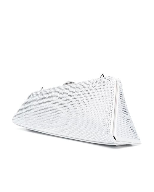 The Attico White The Long Night Embellished Asymmetric Clutch Bag