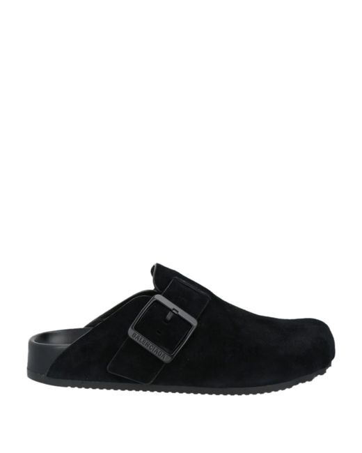 Balenciaga Black Suede Mules With Round Toe