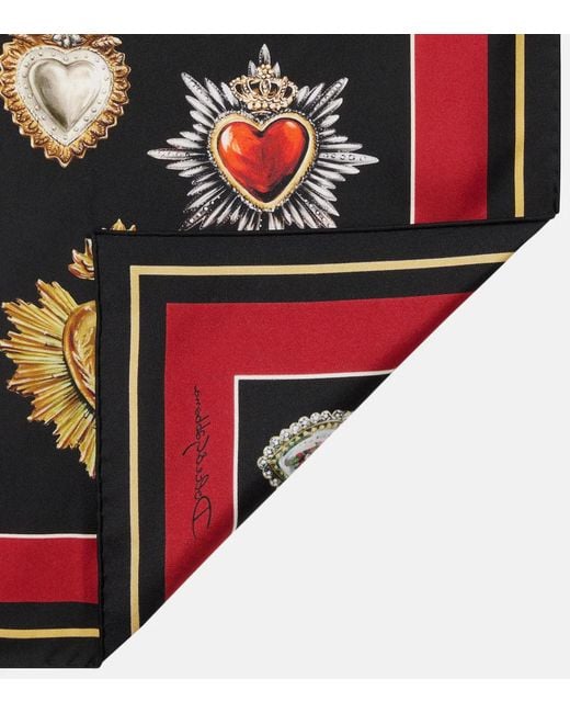 Dolce & Gabbana Black Printed Silk Twill Scarf