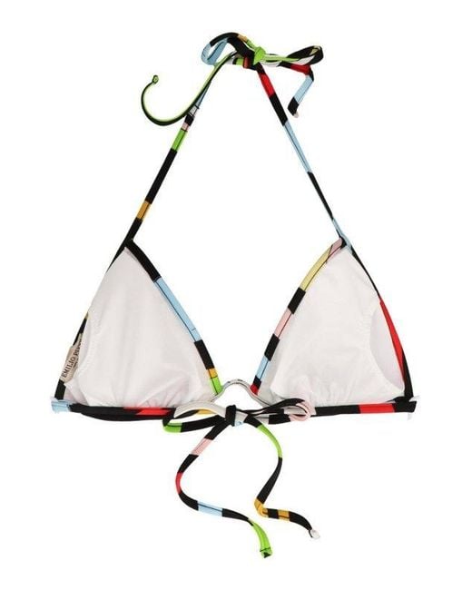 Emilio Pucci Red Marmo-Print Bikini Top