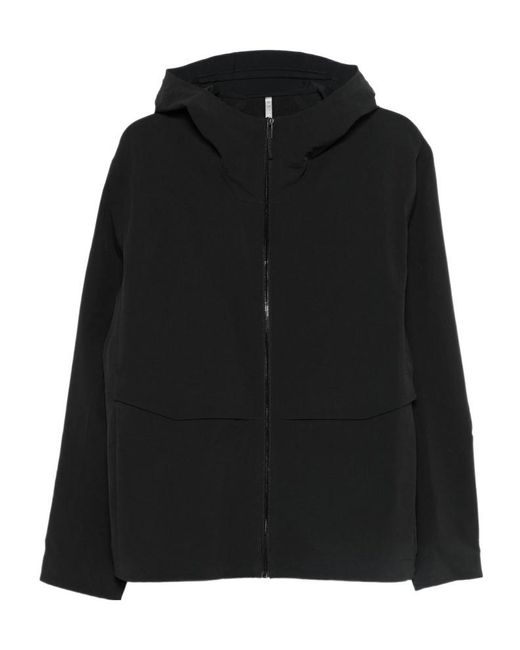 Veilance Black Hooded Zip-Up Jacket for men