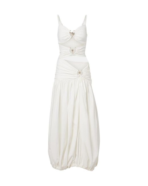 Christopher Esber White Orbit Cutout Ruched Jersey Maxi Dress