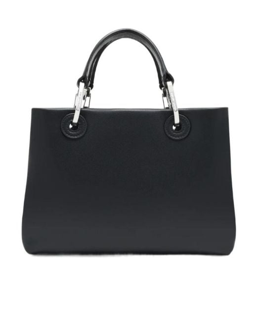 Emporio Armani Black Myea Logo Stamp Top Handle Bag