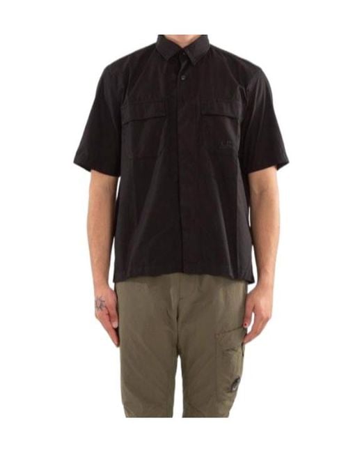 C P Company Blue Pocket Short-Sleeve Shirt for men