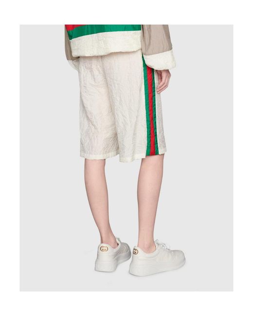Gucci Natural Stripe Detail Nylon Shorts