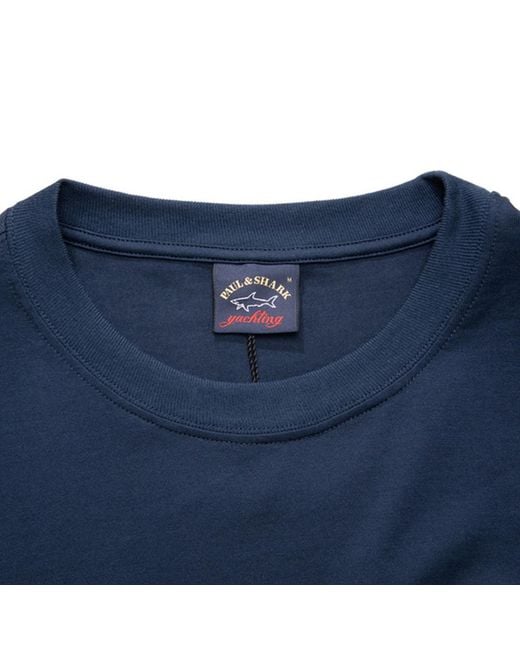 Paul & Shark Blue T-Shirt With Round Neck And Long Sleeves for men