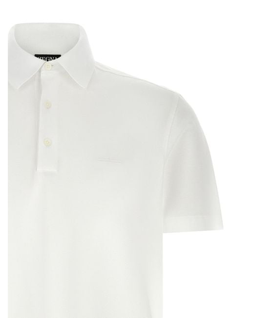 Zegna White Short-Sleeved Buttoned Polo Shirt for men