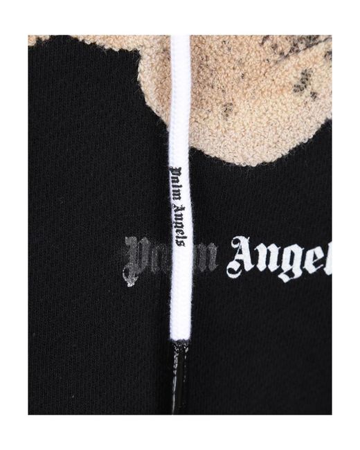 Palm Angels Black Sprayed Bear Logo Hoodie