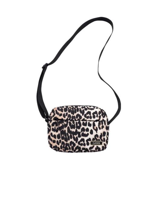 Ganni Black Logo Shoulder Bag
