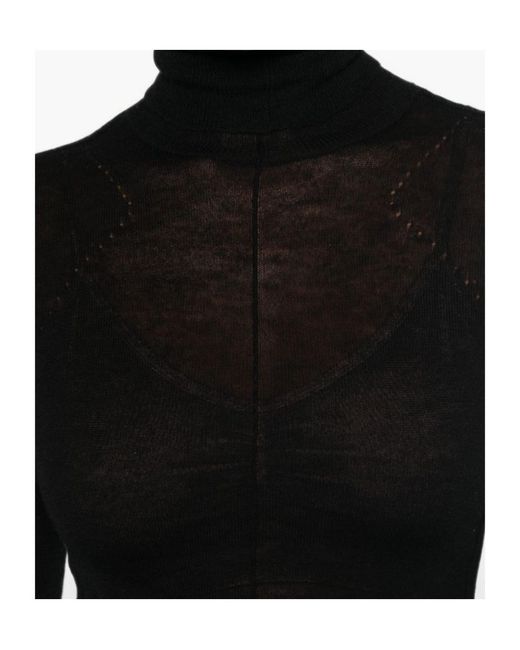 Elisabetta Franchi Black Sheer Turtleneck Knitted Sweater