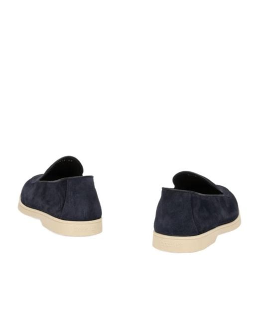 Doucal's Blue Suede Slip-On Moccasins for men