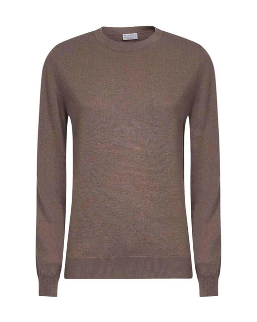 Brunello Cucinelli Brown Crew-Neck Cashmere Jumper