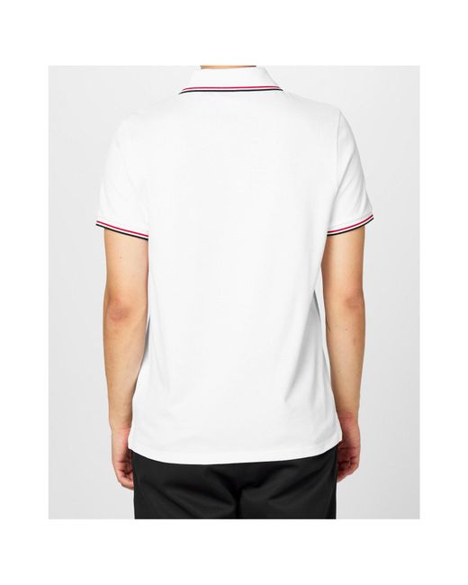 Moncler White Logo Short Sleeve Polo Shirt for men