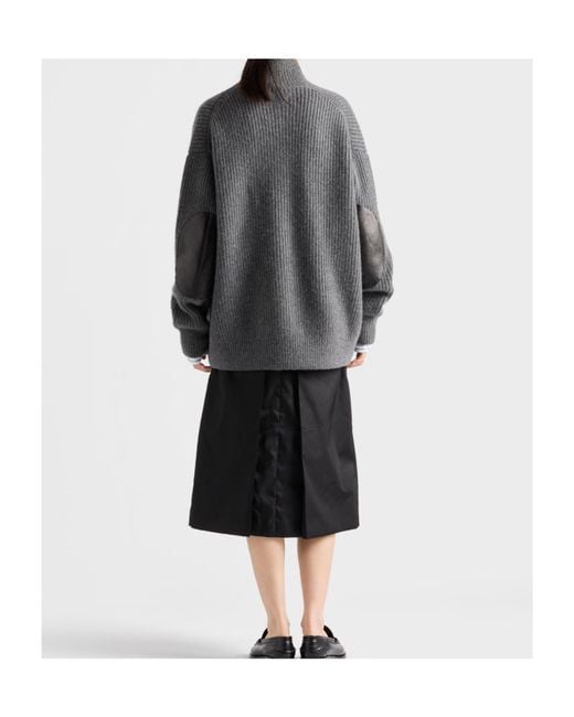 Prada Black Re-Nylon Pleated Midi Skirt