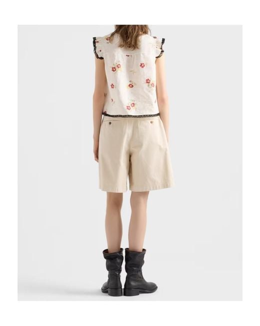 Prada Natural Old Gabardine Bermuda Shorts