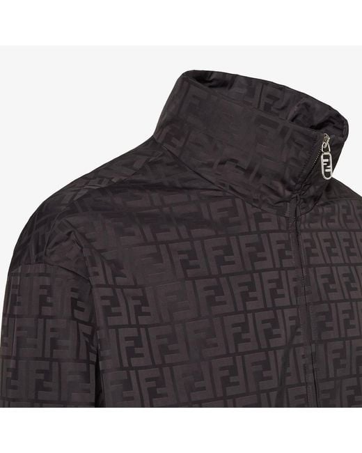 Fendi Black Ff Jacquard Zipped Bomber Jacket for men