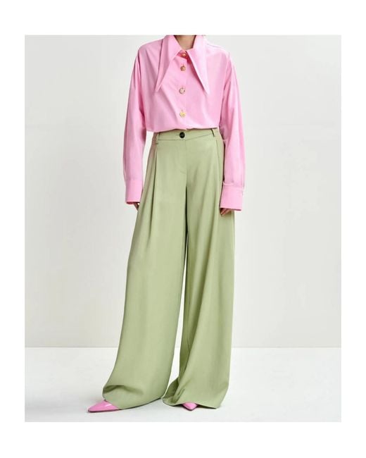 Essentiel Antwerp Green Casual Pants With Belt Loops