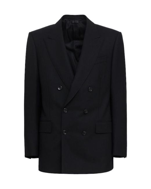 Tom Ford Black Double Breast Twill Jacket for men