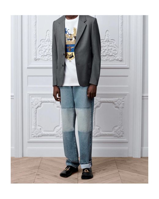 Dior Blue Patchwork Straight-Leg Jeans for men