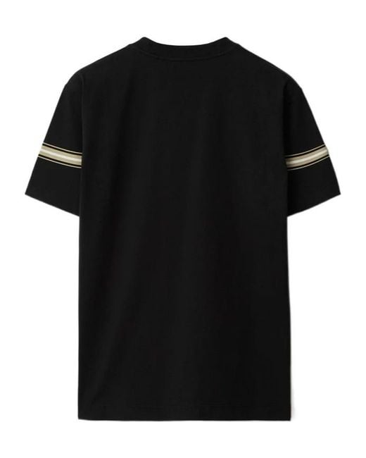 Burberry Black Striped-Detail Cotton T-Shirt for men