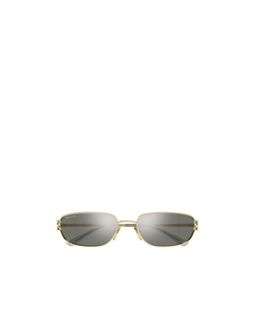 Gucci White Emblem Rectangle Sunglasses