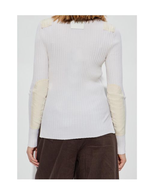 Helmut Lang White Knitted Crewneck Top