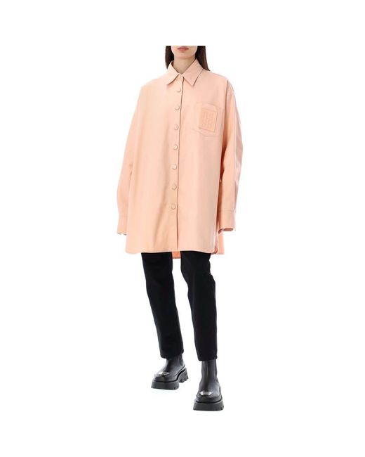 Raf Simons Pink Logo-Patch Oversized Shirt