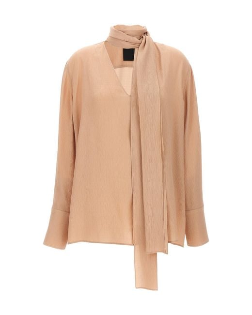 Givenchy Natural Pussy Bow Long-Sleeved Blouse