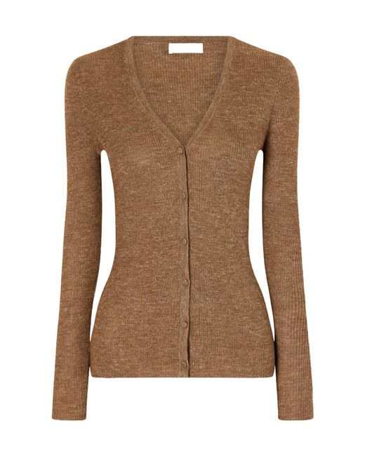 Gabriela Hearst Brown Aiste Ribbed Cashmere Blend Cardigan