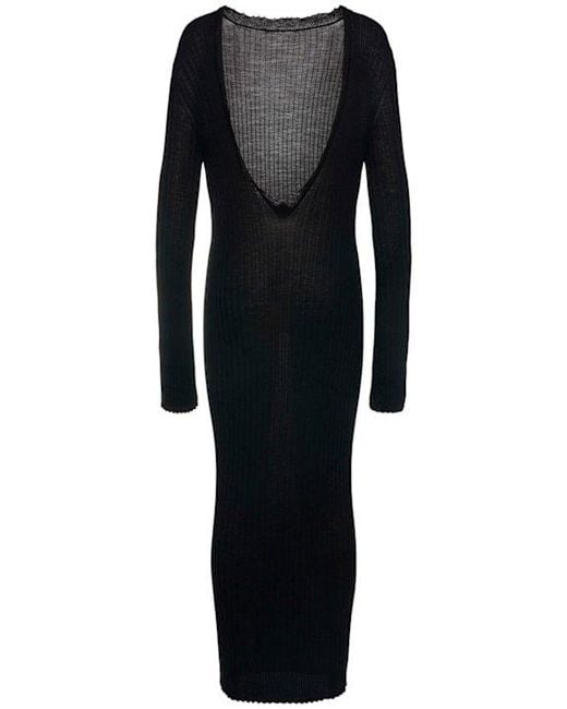 Khaite Black Sigrid Fine Wool Long Dress