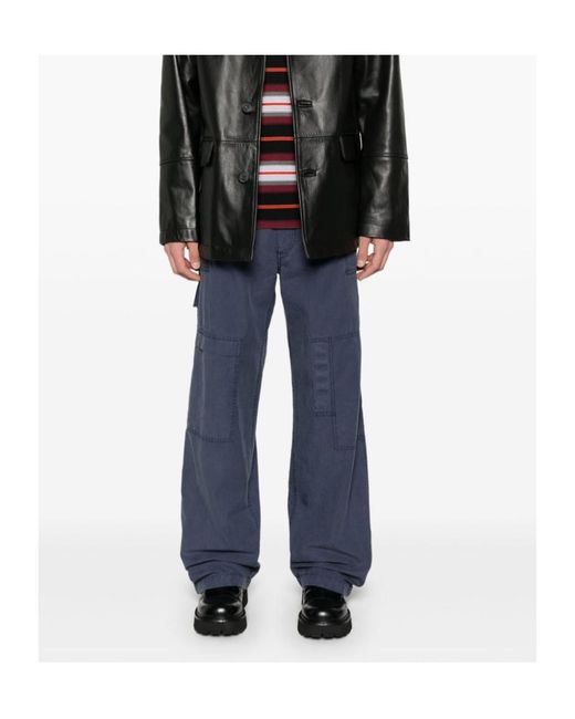 MM6 by Maison Margiela Blue Straight-Leg Cargo Trousers for men