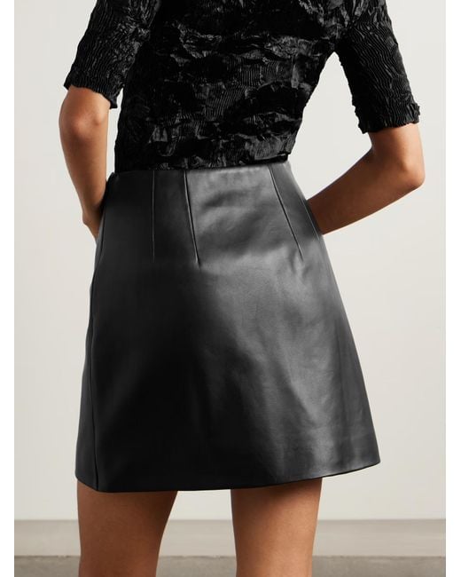 Theory Black Leather Mini Skirt