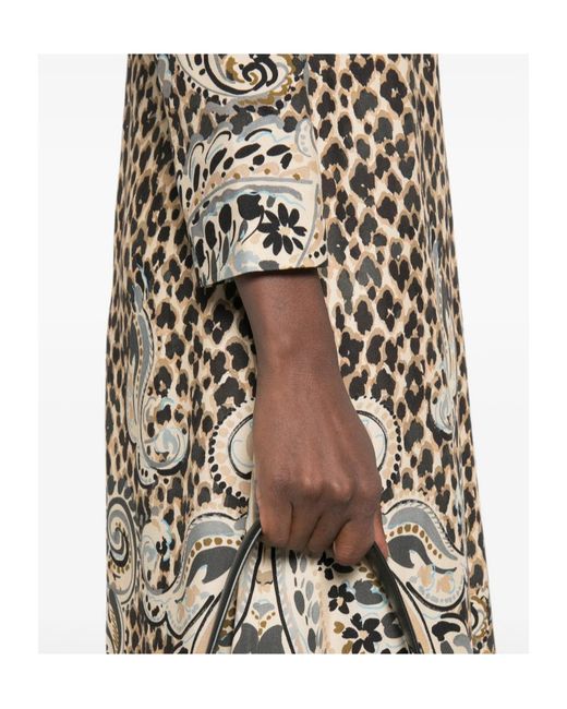 Etro Natural Leopard-Print Midi Dress