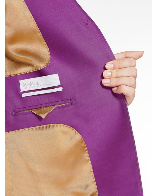 Max Mara Purple Single-Breasted Virgin Wool-Blend Blazer