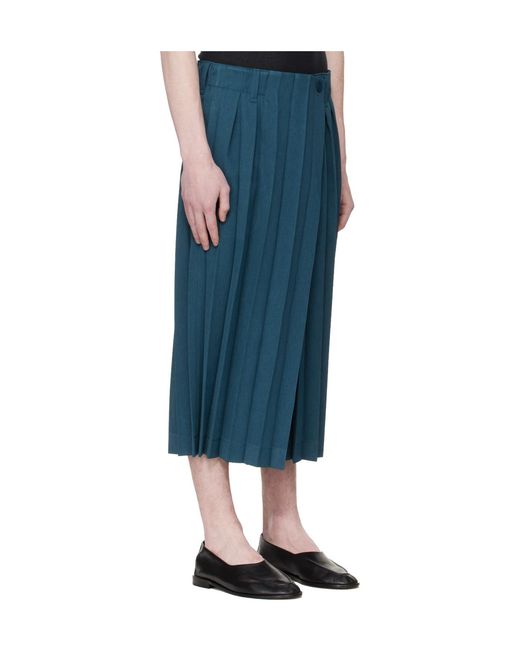 Homme Plissé Issey Miyake Blue Pleated Casual Pants for men