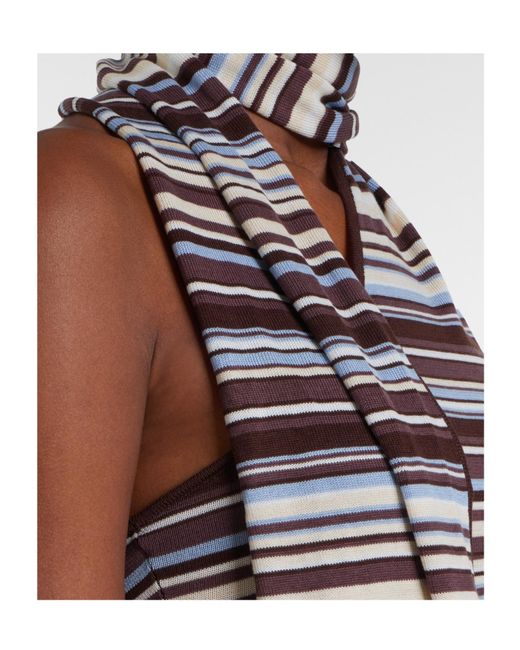 AYA MUSE Multicolor Knitted Scarf-Detail Striped Minidress