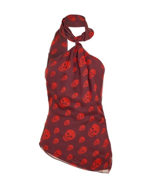 McQueen Red Alex Skull Scarf Woven Cami Vest
