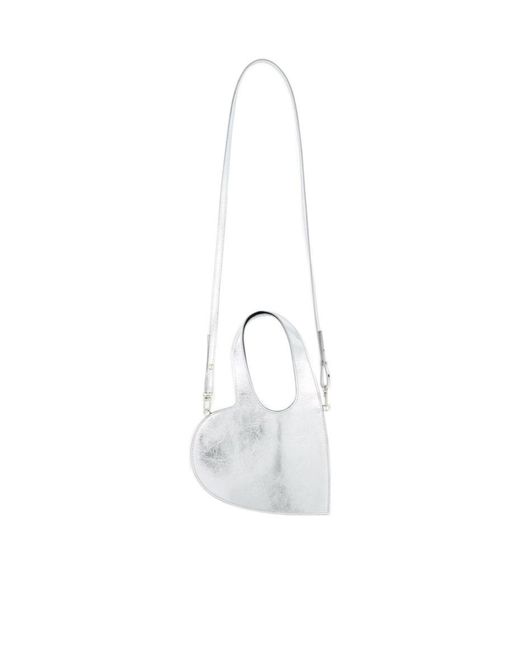 Coperni White Metallic Effect Mini Heart Tote Bag