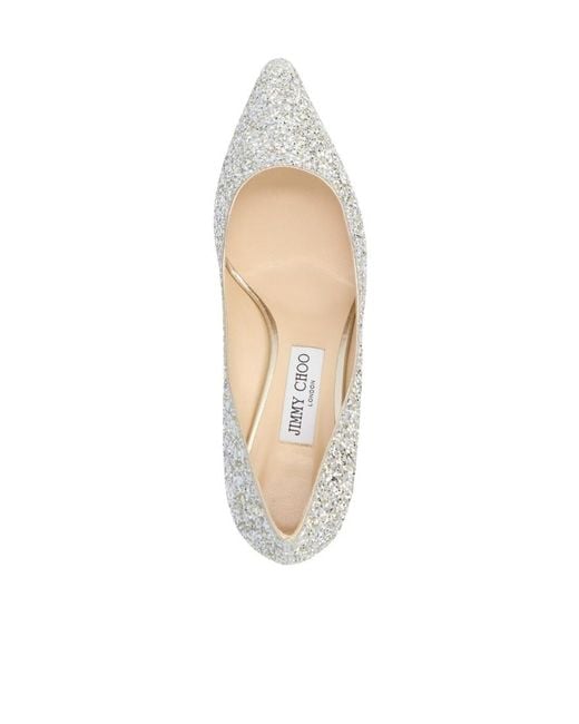 Jimmy Choo White Romy 60 Glitter Pumps