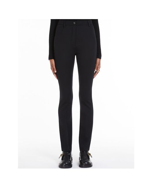 Sportmax Black Slim-Fit Straight Leg Trousers