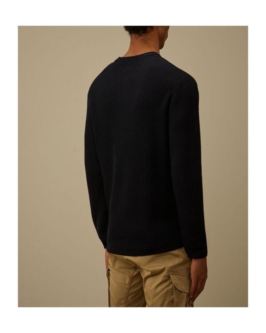 C P Company Black Lens Sleeve Knitted Sweater for men