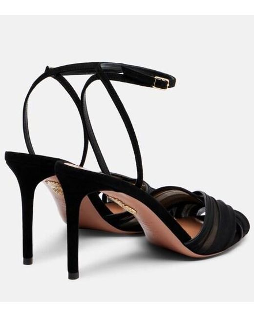 Aquazzura Black Leather Slingback Sandals