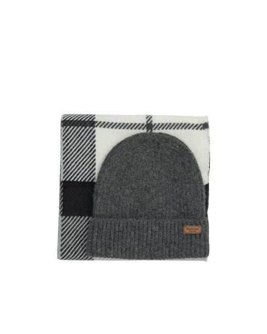 Barbour Gray 'Pendle' Beanie And 'Blair' Scarf Set