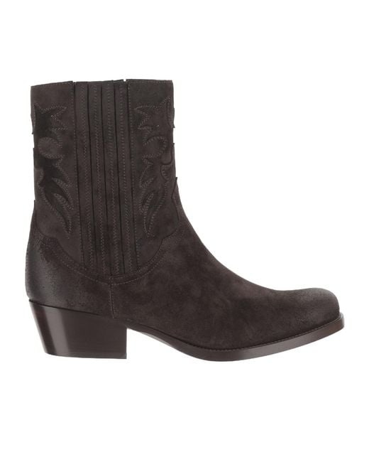 Sartore Brown Western Stitch Ankle Boots