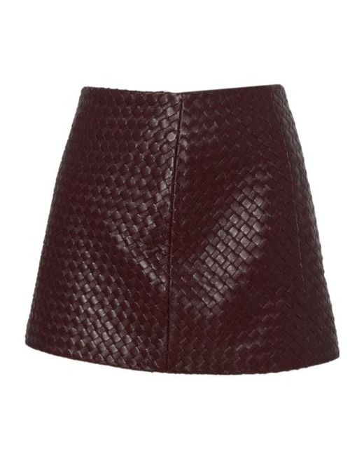 Manokhi Purple Woven Leather Mini Skirt